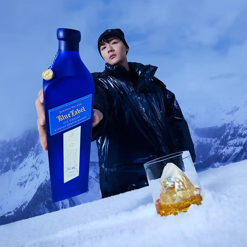 (EOY Sale - $50 Discount at Check Out) Johnnie Walker Ice Chalet Blue Label ABV 43% 750ml - Limited Edition with Perfect Moment Crossbody Bag