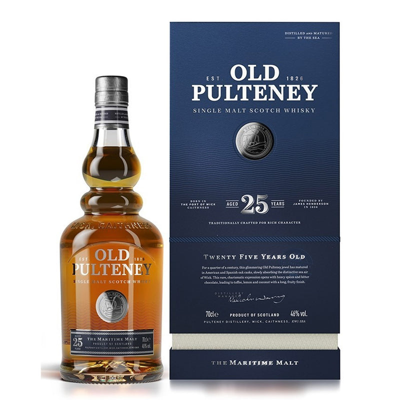 Old Pulteney 25 Year Old Single Malt Scotch Whisky ABV 46% 700ml with Gift Box