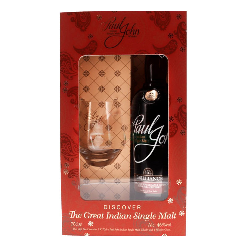(SG61 Sale) (Gift Set) Paul John Brilliance Indian Single Malt Whisky ABV 46% 700ml