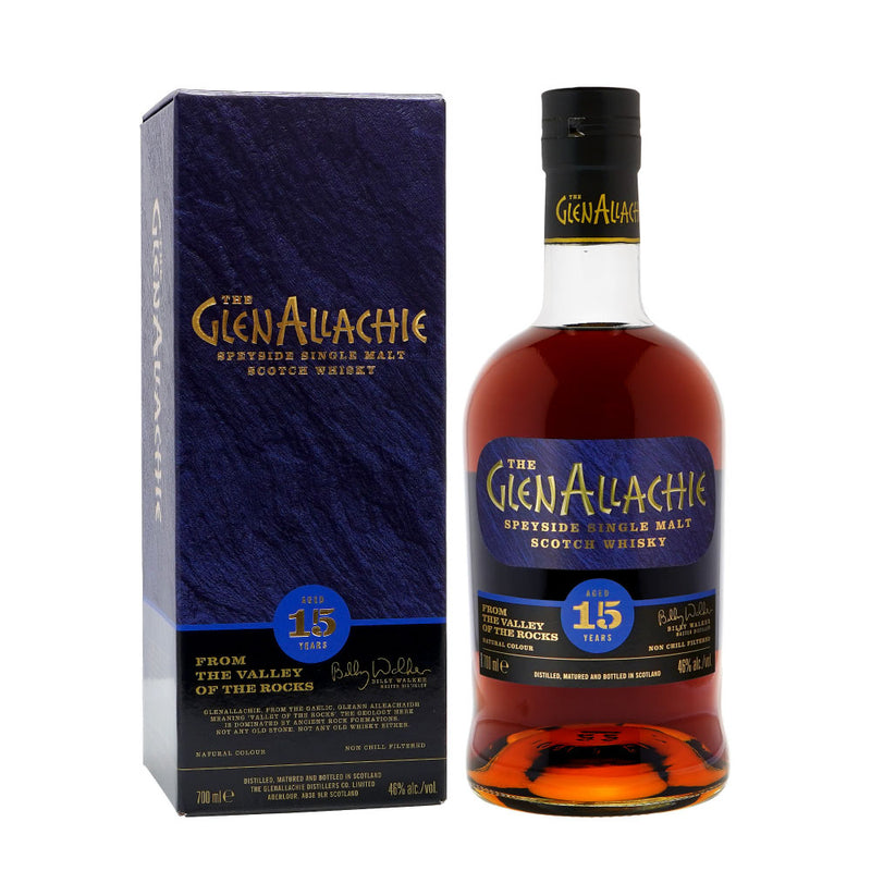 The GlenAllachie 15 Year Old Speyside Single Malt Scotch Whisky ABV 46% 70cl with Gift Box (With Billy Walker Signature on the bottle)