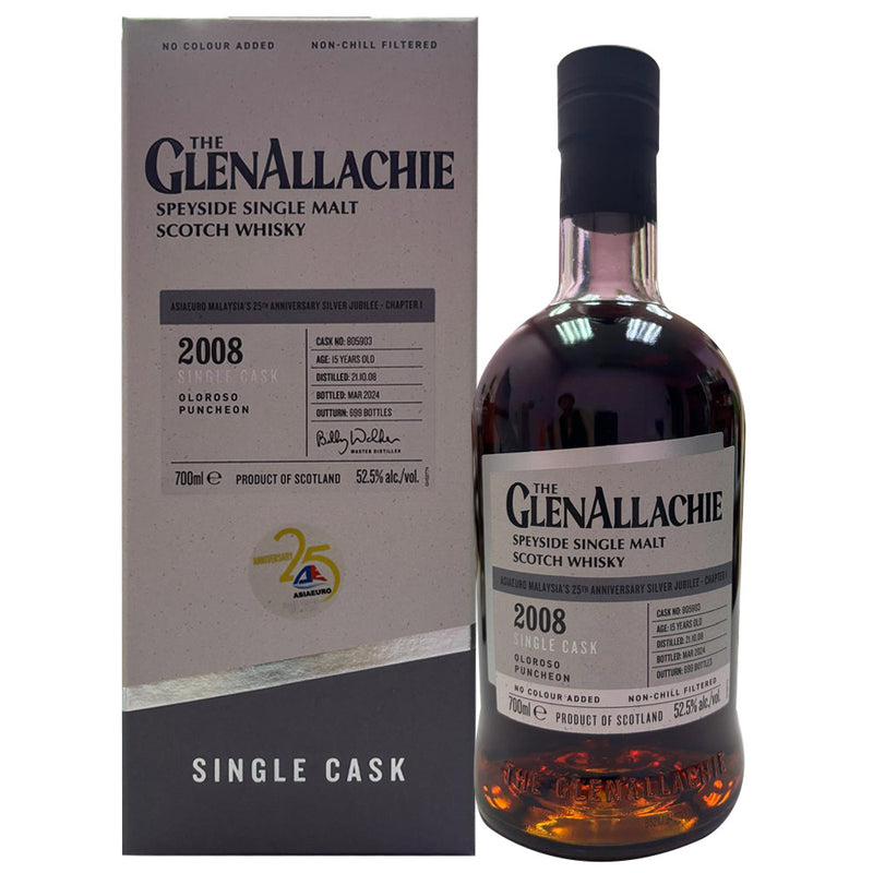 The Glenallachie 2008 Single Cask #805903 15 Year Oloroso Puncheon Speyside Single Malt Scotch Whisky ABV 52.5% 70cl with Gift Box