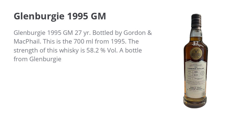 Glenburgie 27 Year Old 1995 Gordon & Macphail Cask Strength Connoisseurs Choice ABV 58.2% 700ml