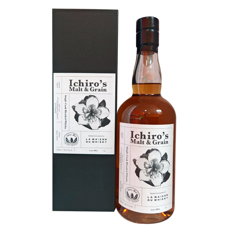 Ichiro's Malt & Grain 3rd Fill Bourbon Barrel Ex-Peated #14837 Single Cask Blended Whisky LMDW Singapore Flower Series #2 ABV 60.3% 700ml