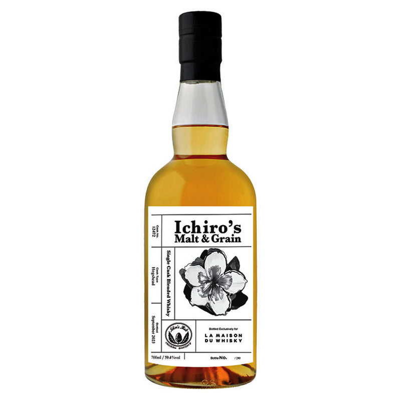 Ichiro's Malt & Grain 3rd Fill Bourbon Barrel Ex-Peated #14837 Single Cask Blended Whisky LMDW Singapore Flower Series #2 ABV 60.3% 700ml