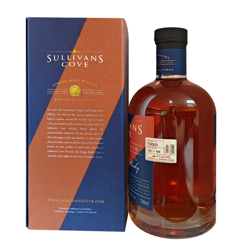 Sullivans Cove French Oak (Second Fill) Single Cask #TD0201 Tasmanian Single Malt Whisky ABV 49.70% 70cl/700ml