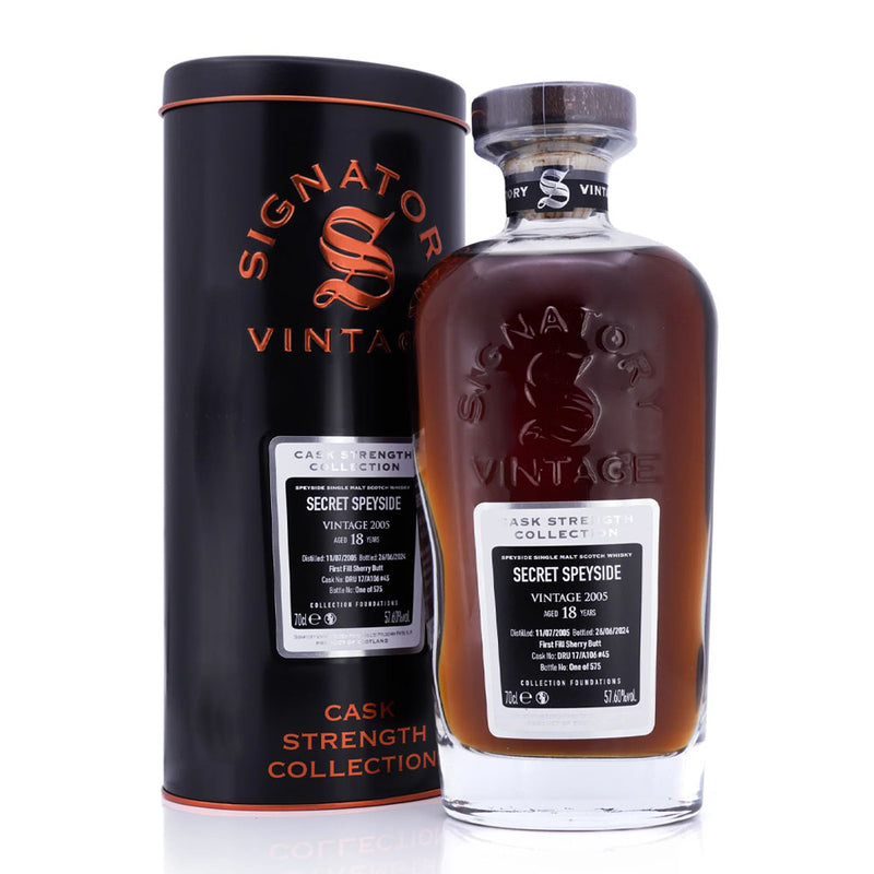 Secret Speyside 18 Year Old 2005 Signatory Vintage Cask Strength Collection Foundations ABV 57.6% 700ml