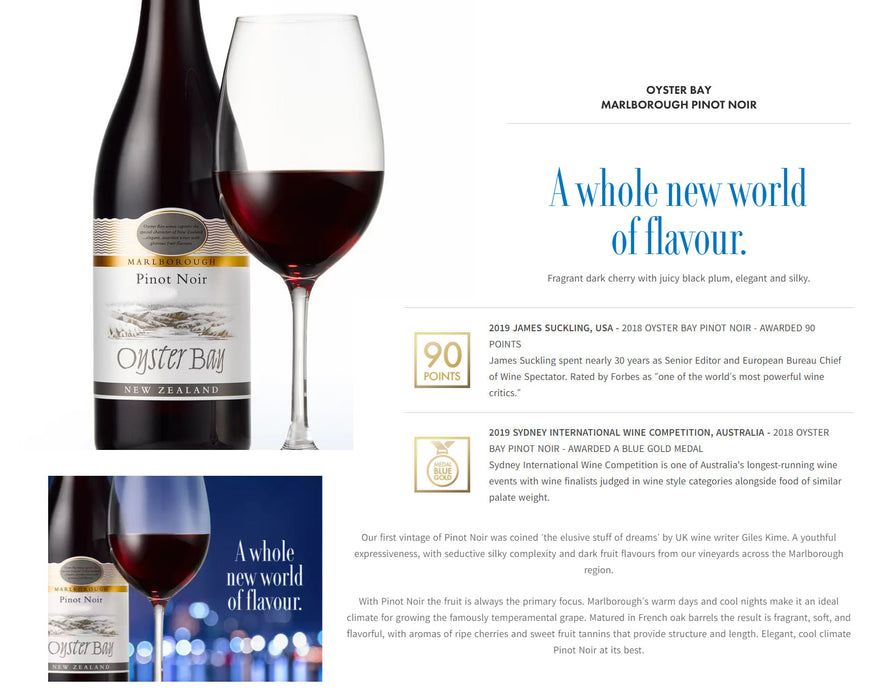 Bundle of 3 Bottles Oyster Bay Pinot Noir 750ml