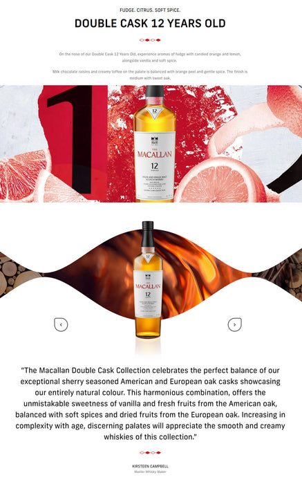 The Macallan 12 Year Old Double Cask Highland Single Malt Scotch Whisky ABV 40% 70cl with Gift Box