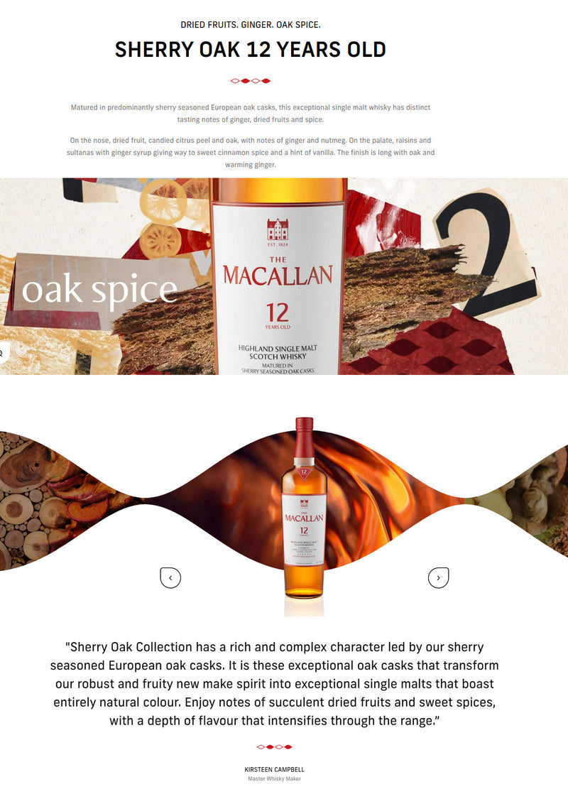 The Macallan 12 Year Old Sherry Oak Collection Highland Single Malt Scotch Whisky ABV 43% 70cl with Gift Box