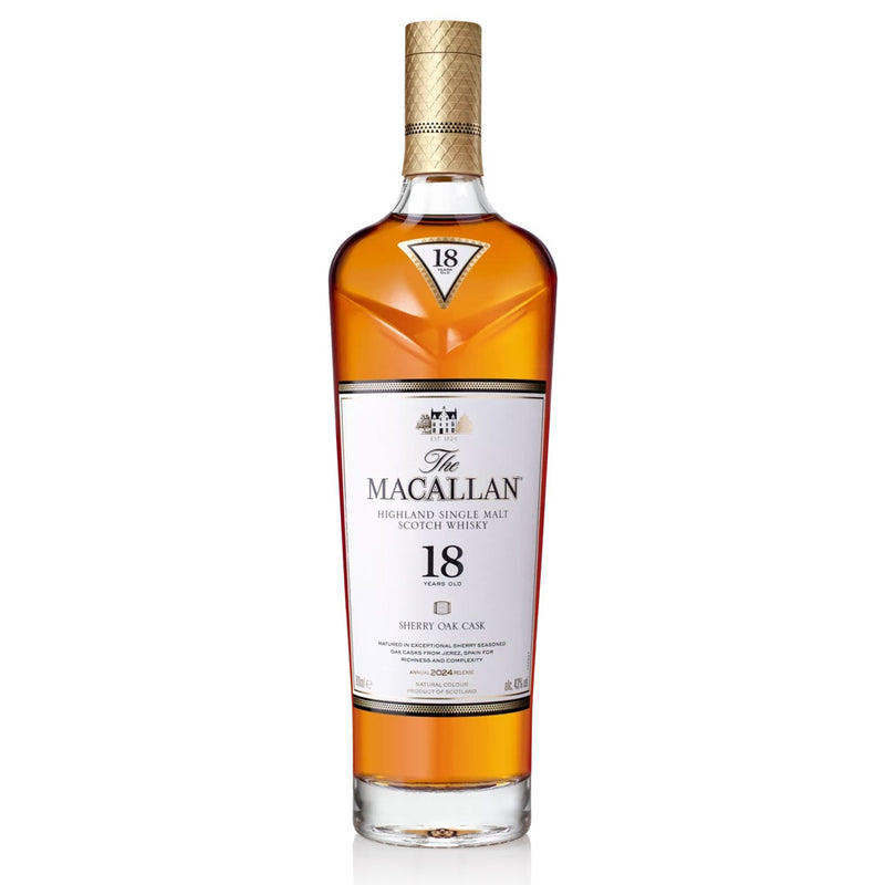 The Macallan 18 Year Old Sherry Oak - 2024 Annual Release Highland Single Malt Scotch Whisky ABV 43% 70cl with Gift Box