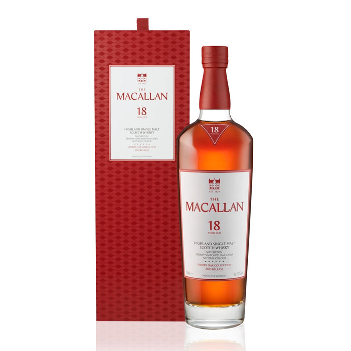 The Macallan 18 Year Old Sherry Oak 2025 Highland Single Malt Scotch Whisky ABV 43% 70cl with Gift Box