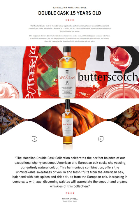 The Macallan 15 Year Old Double Cask Highland Single Malt Scotch Whisky ABV 43% 70cl with Gift Box