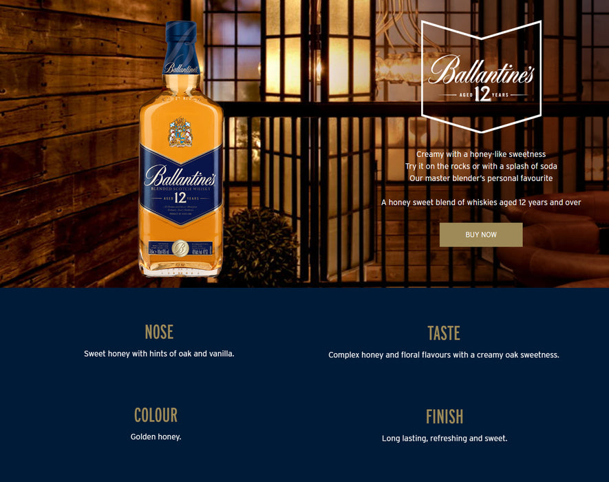 Ballantine's 12 Year Old Blended Whisky (No Box)