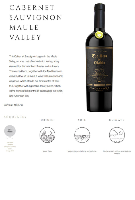 Casillero Del Diablo Route Of Cabernet Sauvignon Maule Valley (10 Months) 750ml