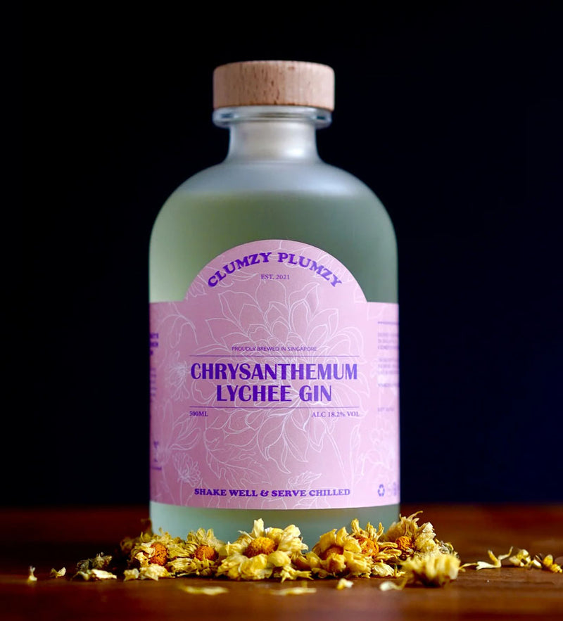 Bundle of 3 Bottles Clumzy Plumzy Chrysanthemum Lychee Gin ABV 18.2% 500ml