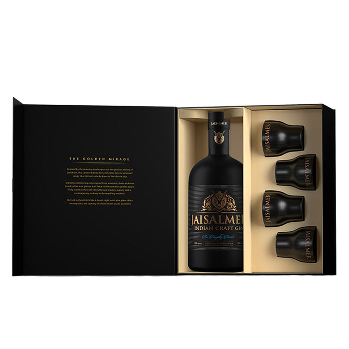 Jaisalmer Gin with 4 Shot Glasses Gift Pack ABV 43% 700ml