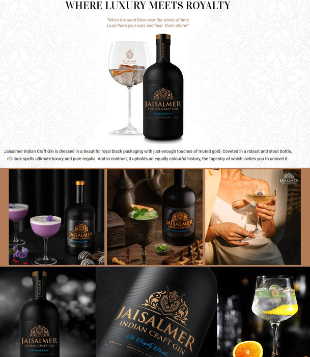 Jaisalmer Gin with 4 Shot Glasses Gift Pack ABV 43% 700ml