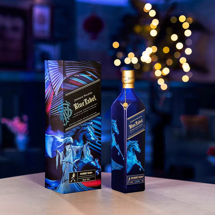 Bundle of 2 Bottles Johnnie Walker Blue Label Year Of The Horse Limited Lunar New Year Edition ABV 40% 750ml Free Decanter