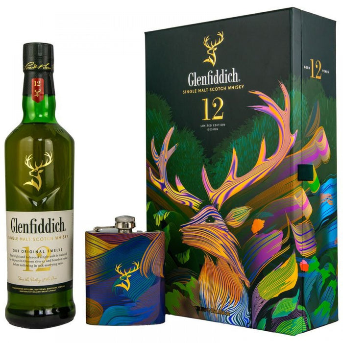 Glenfiddich 12 Years 700ml Giftset with Hipflask