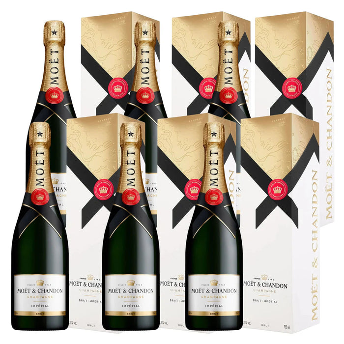 Bundle of 6 Bottles Moet & Chandon Imperial Brut Champagne ABV 12% 750ml (With Box)