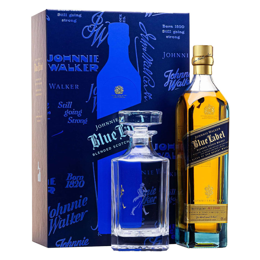 Johnnie Walker Blue Label 750ml Gift Set with Glass Decanter — The