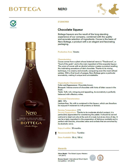 Bottega Nero Chocolate Liqueur ABV 15% 500ml