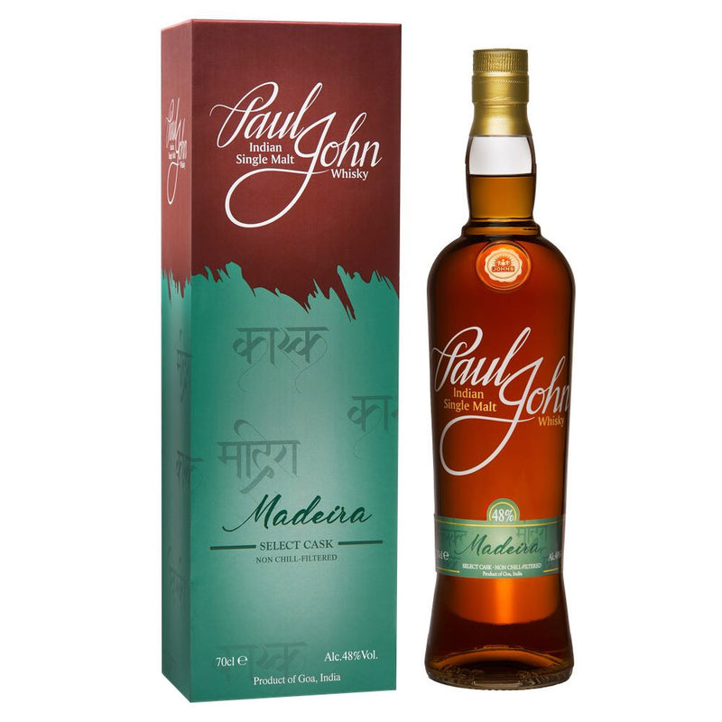 (EOY Sale - 10% off at Check Out) Paul John Madeira Select Cask Indian Single Malt Whisky ABV 48% 700ml with Gift Box