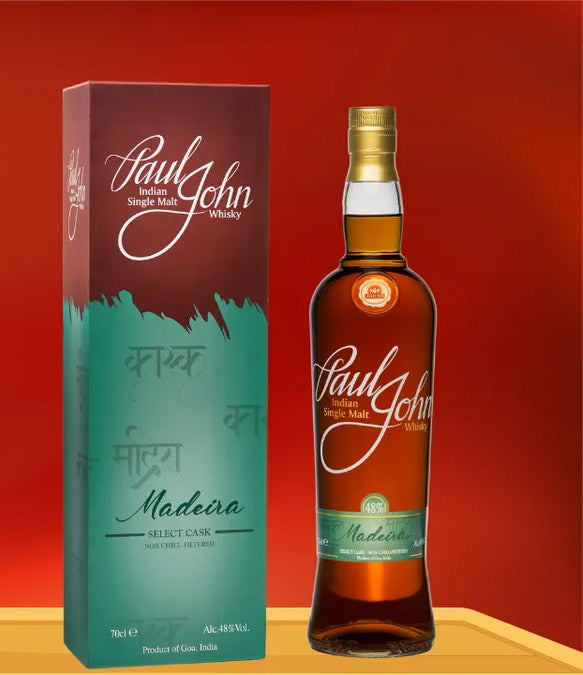 (EOY Sale - 10% off at Check Out) Paul John Madeira Select Cask Indian Single Malt Whisky ABV 48% 700ml with Gift Box