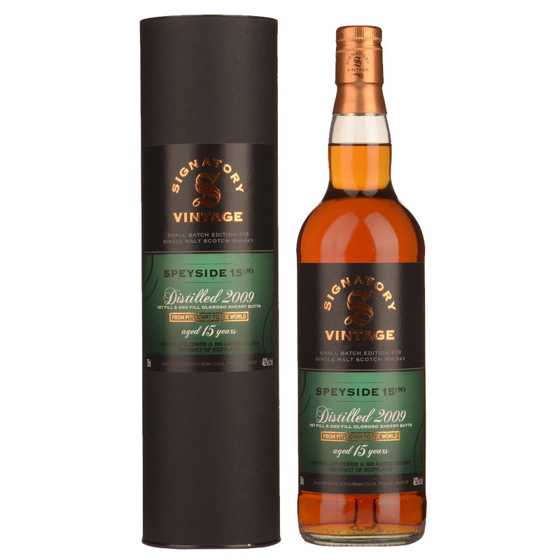 Speyside 15 (M) 15 Year Old 2009 1st Fill & 2nd Fill Oloroso Sherry Butts Signatory Vintage Small Batch Edition #19 Speyside Single Malt Scotch Whisky ABV 48.2% 700ml