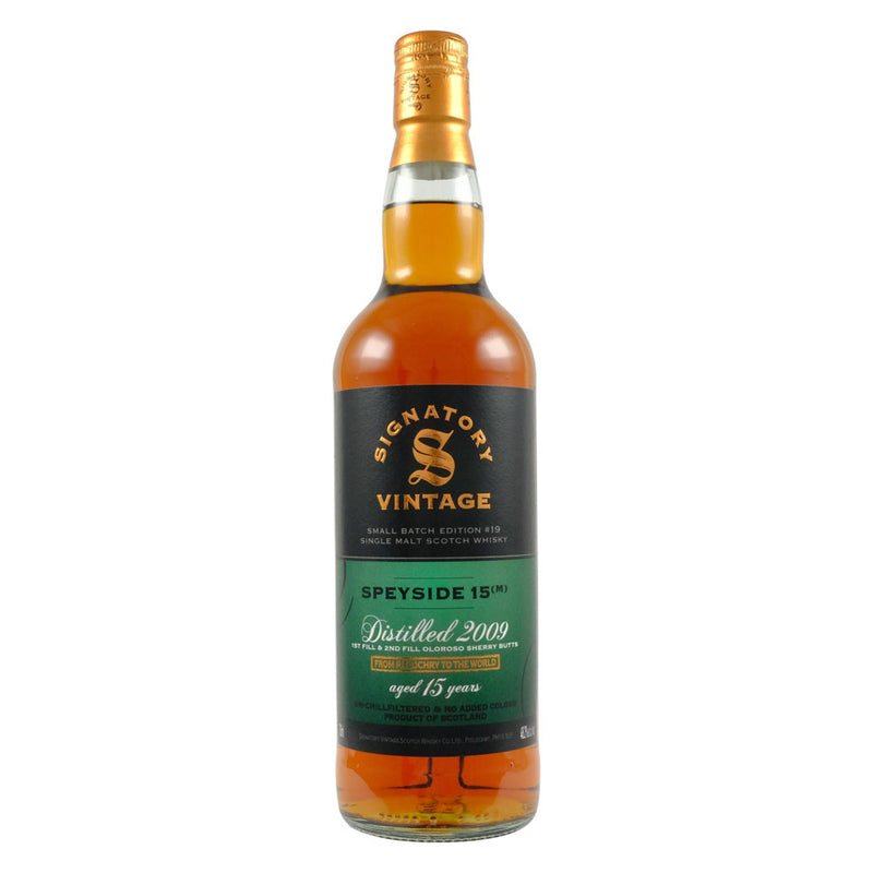 Speyside 15 (M) 15 Year Old 2009 1st Fill & 2nd Fill Oloroso Sherry Butts Signatory Vintage Small Batch Edition #19 Speyside Single Malt Scotch Whisky ABV 48.2% 700ml