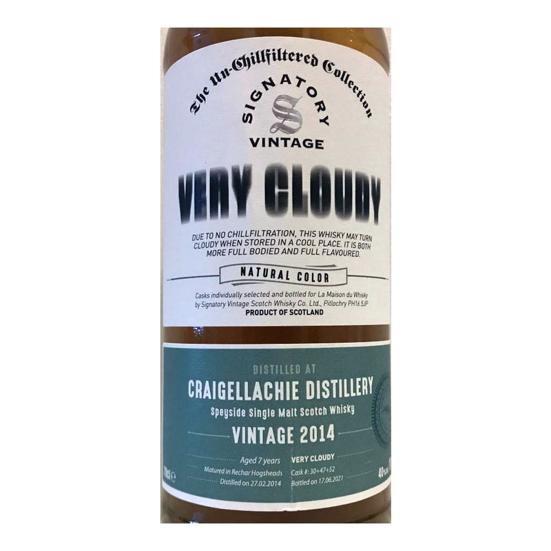 Signatory Vintage Craigellachie 7 Year Old 2014 Very Cloudy ABV 40% 700ml with box