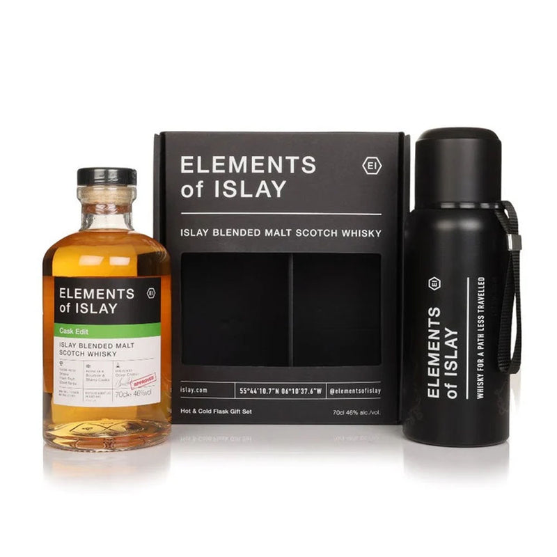 Elements Of Islay Cask Edit Blended Malt Scotch Whisky Gift Set with Flask ABV 46% 700ml