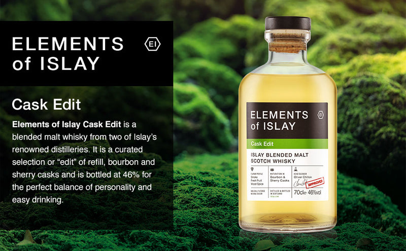 Elements Of Islay Cask Edit Blended Malt Scotch Whisky Gift Set with Flask ABV 46% 700ml