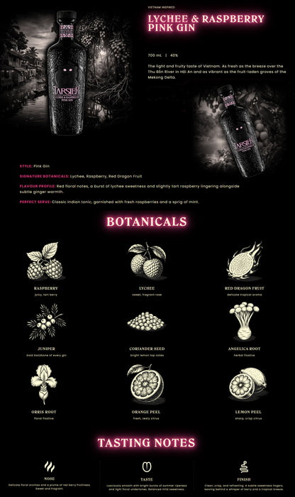 Tarsier Lychee & Raspberry Pink Gin ABV 40% 700ml