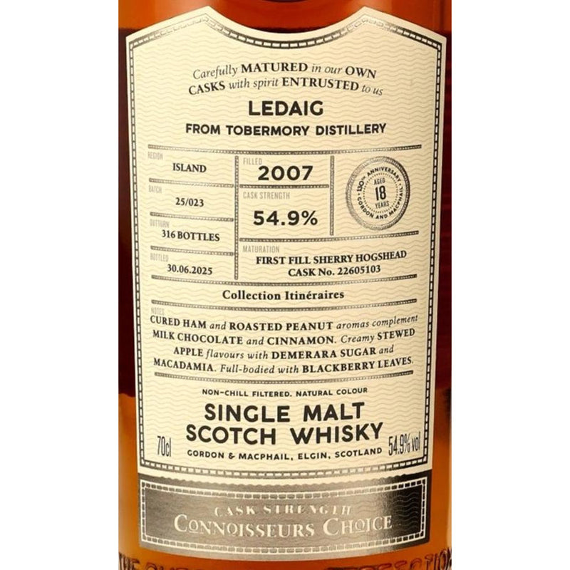 Ledaig 18 Year 2007 1st Fill Sherry Hogshead Cask No. #22605103 ABV 54.9% 700ml Gordon & Macphail