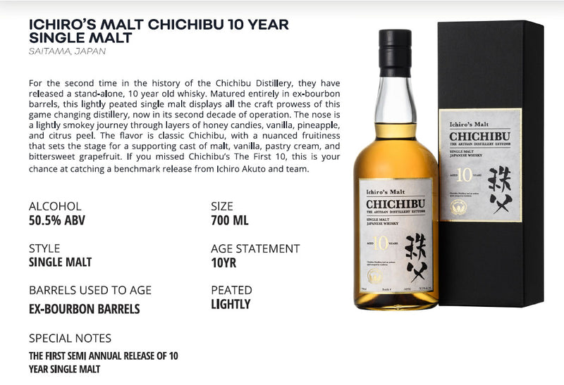 Chichibu 10 Year Old Single Malt Japanese Whisky ABV 50.5% 700ml