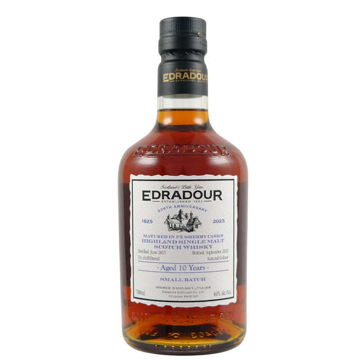 Edradour 10 Year Old 2015 PX Sherry Casks Small Batch 200th Anniversary Highland Single Malt Scotch Whisky ABV 46% 700ml