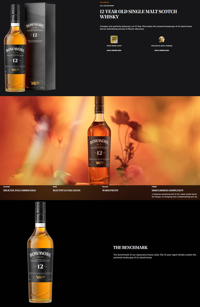 Bowmore 12 Year Old Single Malt Scotch Whisky with Box ABV 40% 700ml