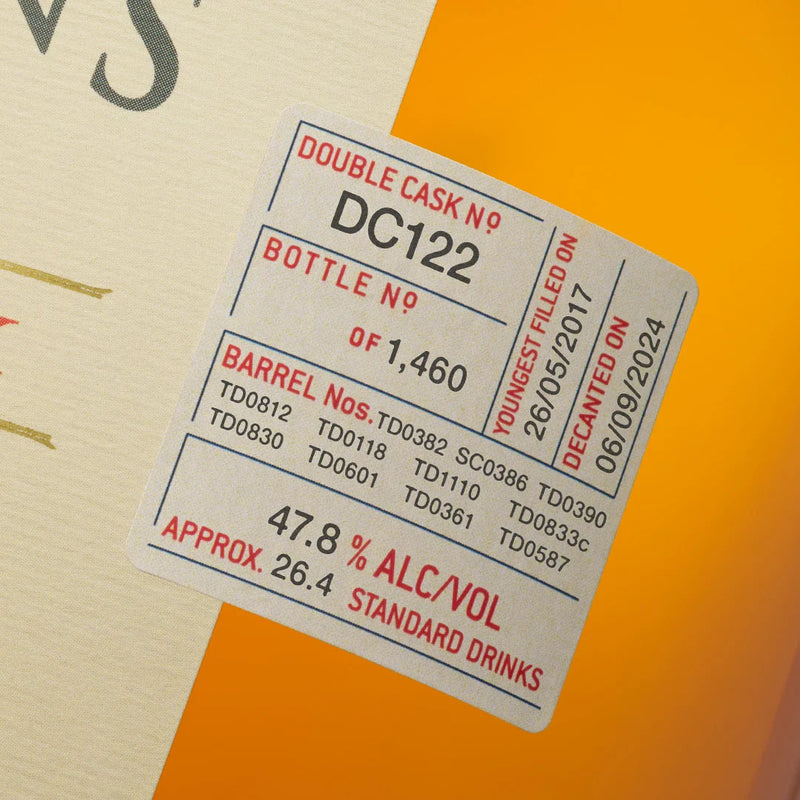 Sullivans Cove Double Cask DC122 Tasmanian Single Malt Whisky ABV 47.8% 700ml