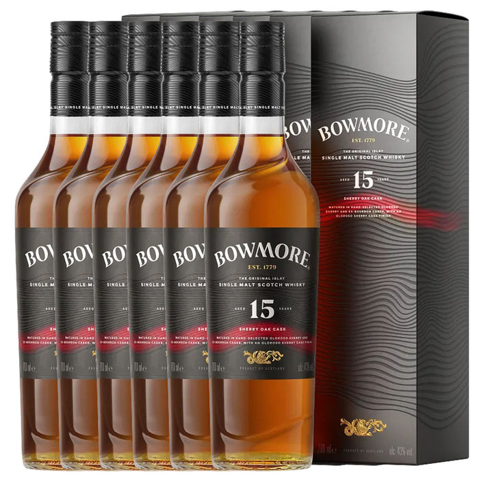 Bundle of 6 Bottles Bowmore 15 Year Sherry Oak Cask ABV 43% 700ml with Box