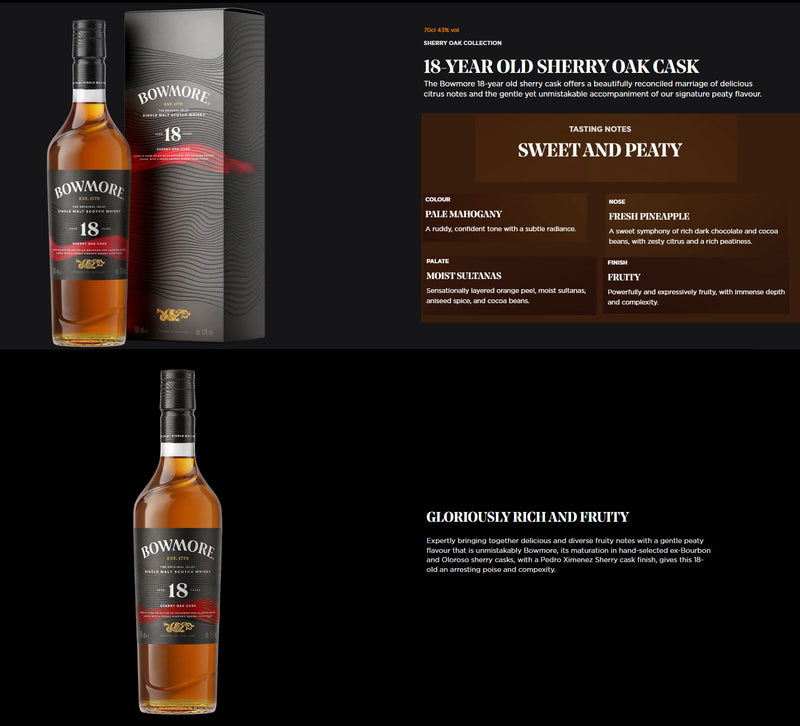 Bowmore 18 Year Sherry Oak Cask ABV 43% 700ml with Box