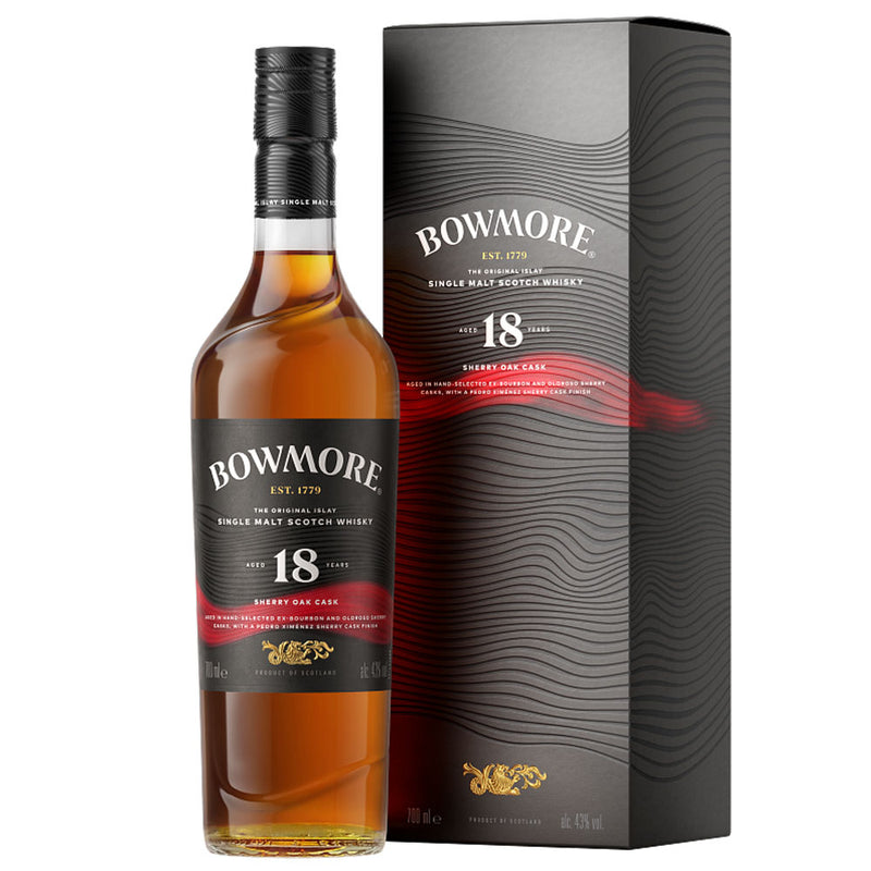 Bundle of 3 Bottles Bowmore 18 Year Sherry Oak Cask ABV 43% 700ml with Box