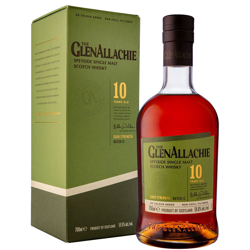 GlenAllachie 10 Year Old Cask Strength Batch 13 Speyside Single Malt Scotch Whisky with Gift Box ABV 59.8% 700ml
