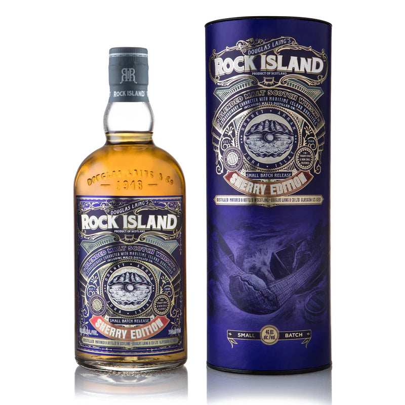 (Flash Sale - 60% off at check out) Douglas Laing's Rock Island Sherry Edition Maritime Island Blended Malt Scotch Whisky ABV 46.8% 70cl With Gift Box