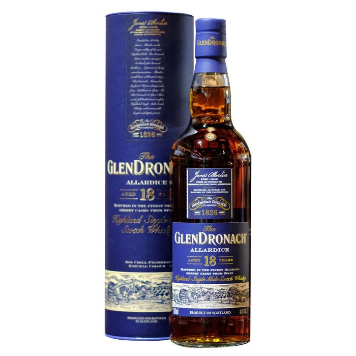 The Glendronach 18 Year Old Allardice Highland Single Malt Scotch Whisky ABV 46% 70cl with Gift Box