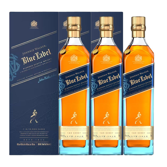 (Flash Sale) Johnnie Walker Blue Label Blended Scotch Whisky ABV 40% 750ml x 3 Bottles with Gift Box