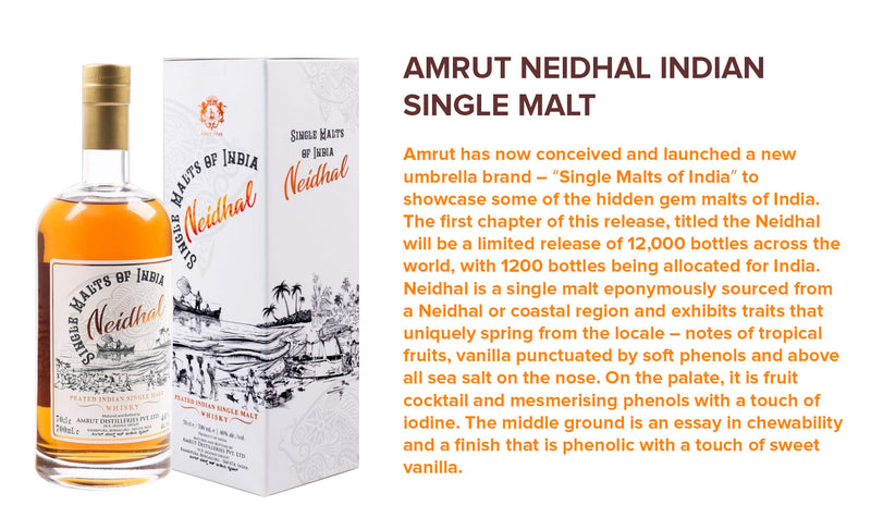 (EOY Sale - 10% off at Check Out) Amrut Neidhal Peated Single Malts Of Indian ABV 46% 70cl With Gift Box