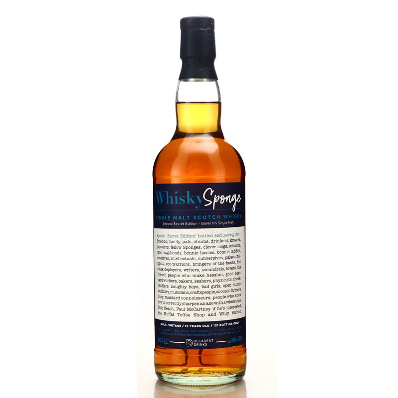 Ballechin 15 Year Old Whisky Sponge Second Secret Edition Highland Single Malt Scotch Whisky ABV 48.5% 70cl/700ml (Pre-Order 7 Days)