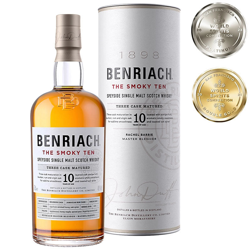 The BenRiach The Smoky Ten Single Malt Scotch Whisky ABV 46% 700ml with Gift Box
