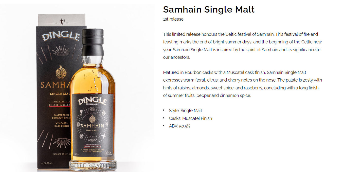 Dingle Samhain Triple Distilled Irish Whiskey ABV 50.5 % 70cl with Gift Box